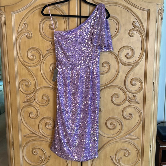 New Love X Design Sequin Below Knee Party Dress Lavender Frost - Picture 2 of 10